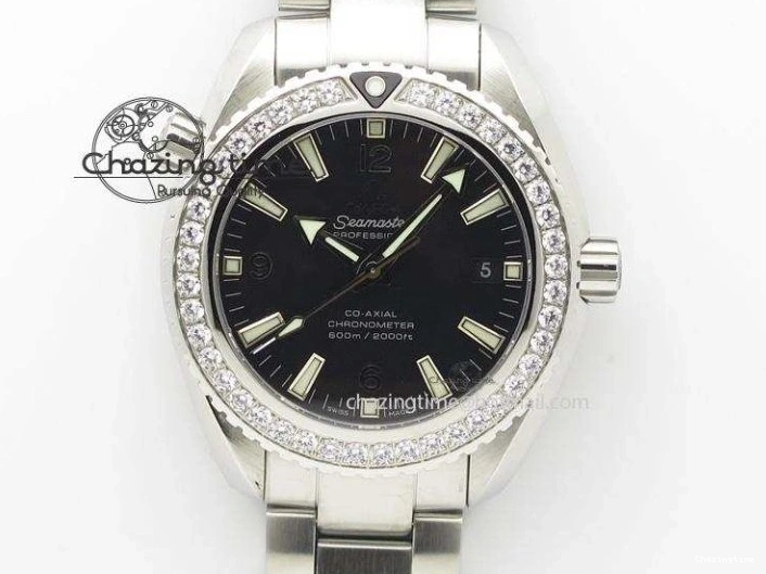 1225 SoftTouch Planet Ocean GMT 45mm DLC Red JHF Best Edition Black Dial On Rubber Strap A 8200